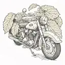 motorcycle, linden leaf tattoo design idea