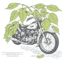 motorcycle, linden leaf tattoo design idea