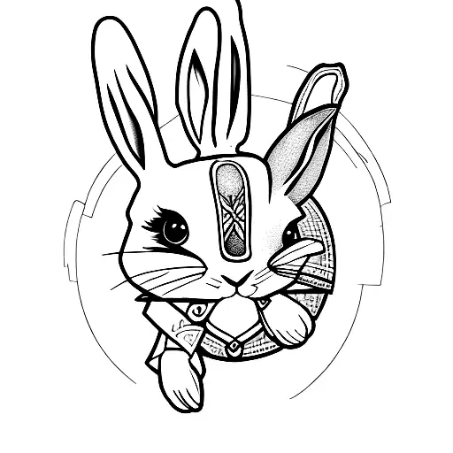 rabbit,running,gothic tattoo design idea