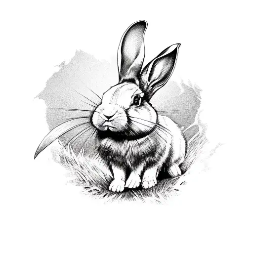rabbit,running,gothic tattoo design idea