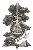 yggdrasil mountain peak vegvisir tattoo design idea