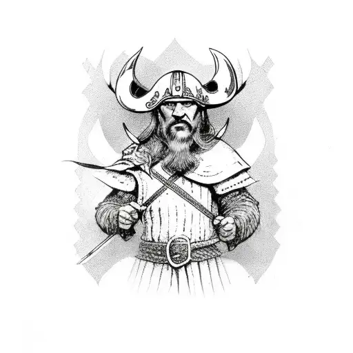 Viking with rose tattoo design idea