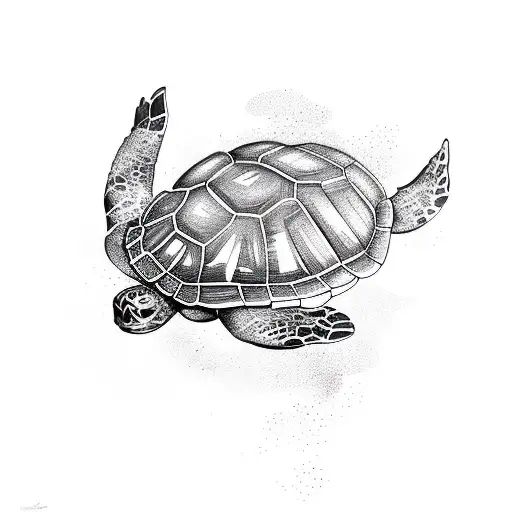 diving seeing a turtle  tattoo design idea