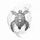 diving seeing a turtle for the first time   tattoo design idea