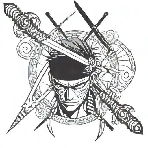 Roronoa Zoro Swords Crossing tattoo design idea