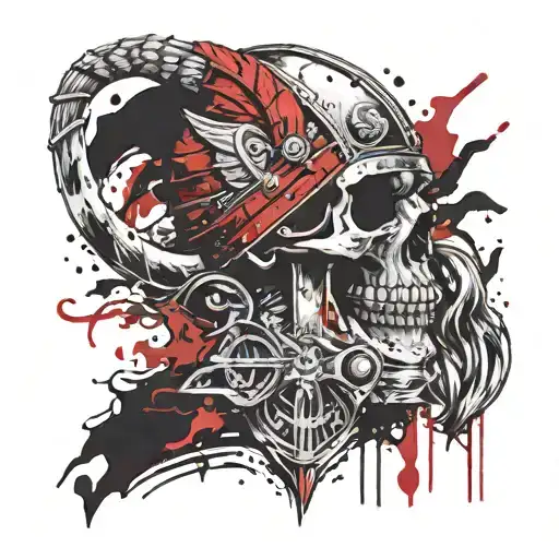 viking and skull tattoo design idea