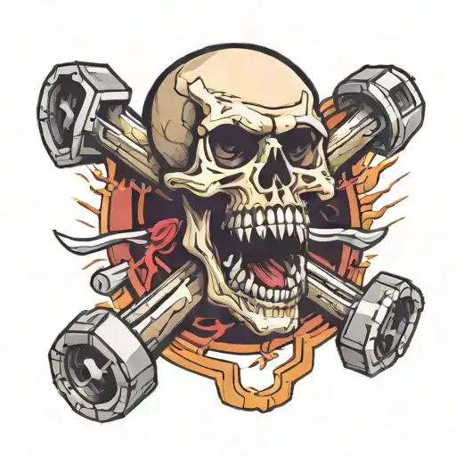 skull and pistons like crossbones tattoo design idea