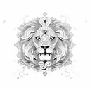 An intricate design combining a lion, roses, a broken clock, and three swords tattoo design idea
