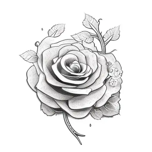 long ivy vine with 2 small flowers tattoo design idea