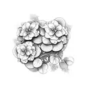 long ivy vine with 2 small flowers tattoo design idea