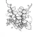 long ivy vine with 2 small flowers tattoo design idea