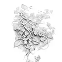 long ivy vine with 2 small flowers tattoo design idea