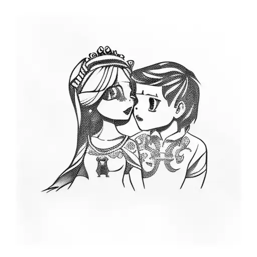 a girl like a princess and a boy with down syndrome tattoo design idea