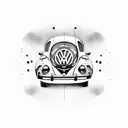 World with, VW Beetle, Apple logo, a girl like a princess and a boy with down sindrome, soccer tattoo design idea