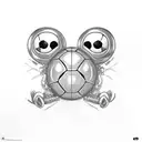 World with, VW Beetle, Apple logo, a girl like a princess and a boy with down sindrome, soccer tattoo design idea