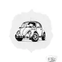 World with, VW Beetle, Apple logo, a girl like a princess and a boy with down sindrome, soccer tattoo design idea