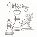 a pawn chess piece with a writing "there's no body to batter when your mind is your might" tattoo design idea