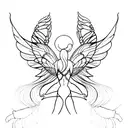 fairy wings abstract with mild shadows tattoo design idea