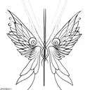 fairy wings abstract with mild shadows tattoo design idea