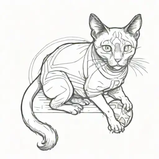 Sketch a Siamese cat wearing a Corinthians football jersey tattoo design idea