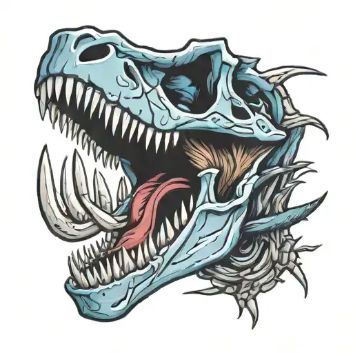 trex skull tattoo design idea