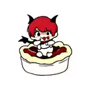 Cute baby devil eating pie tattoo design idea