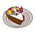 Cute baby devil eating pie tattoo design idea