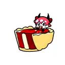 Cute baby devil eating pie tattoo design idea