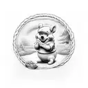 Winnie the Pooh eating pie tattoo design idea