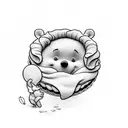Winnie the Pooh eating pie tattoo design idea