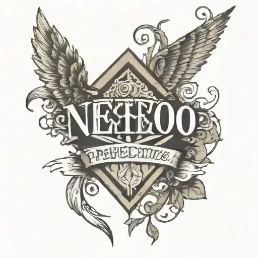 perspective text  tattoo design idea