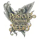 perspective text  tattoo design idea