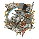 Trust no one tattoo design idea
