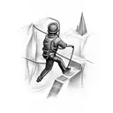 A guy that is climbing to get knowledge  tattoo design idea