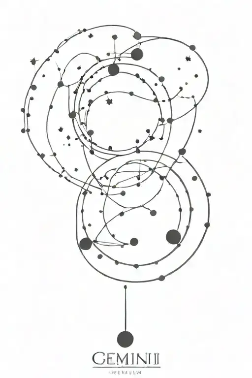 gemini constellation with yin and Yang tattoo design idea