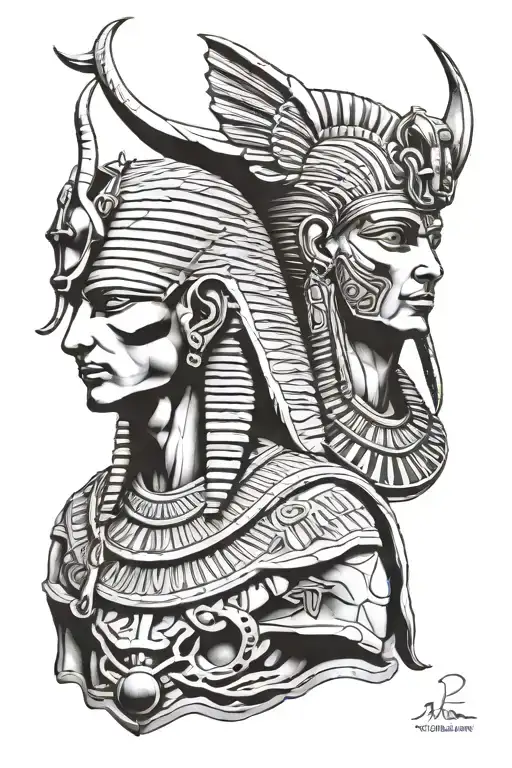 seth Egyptian god and ra egyptian god tattoo design idea