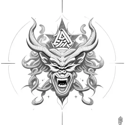 A blackwork tattoo depicting a cosmic battle between ancient deities, symbolizing the ever-changing political landscape tattoo design idea