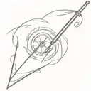 in old school style: a assegai spear in a vertical position tattoo design idea