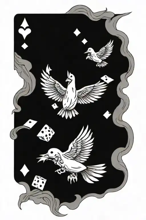 dice card dove rose money tattoo design idea
