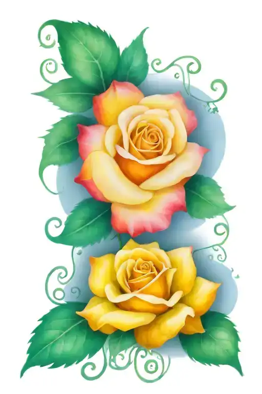 rose vine with colour flowers to rep my children and grandchildren  tattoo design idea