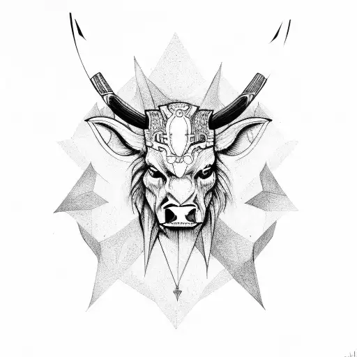 Full body minotaur tattoo design idea