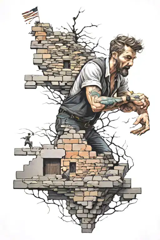 "but it was only a fantasy.  the wall was too high, as you can see. no matter how he tried,  he could not break free." tattoo design idea
