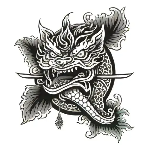 A traditional Japanese tattoo design inspired by the Yakuza video game series, with a mix of traditional motifs and modern elements tattoo design idea