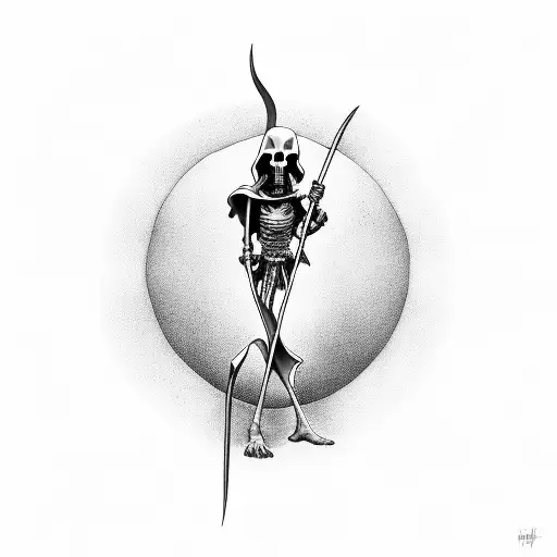 Grim Reaper with hourglass. tattoo design idea