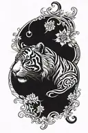 tiger and taurus sign tattoo design idea