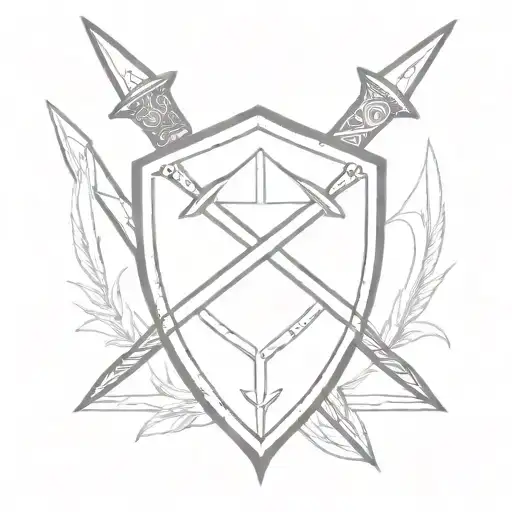 spear and shield adorned tattoo design idea