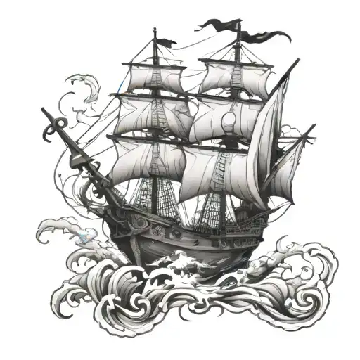 devil pirateship  tattoo design idea