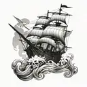 devil pirateship  tattoo design idea