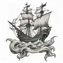 devil pirateship  tattoo design idea