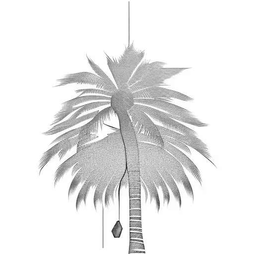 A minimalist palm tree with delicate lines tattoo design idea